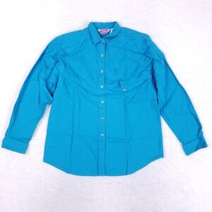 Cameo Rose Vintage 90s‎ Button Down Shirt Womens L Turquoise Western Cotton USA